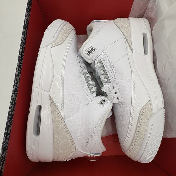 Nike Air Jordan 3 Retro White Silver Sneakers CT8532 111 Men Size 12 NEW